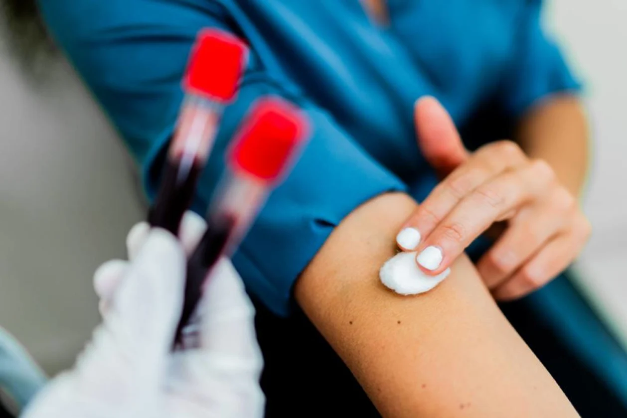 Close-up of female patient after blood test